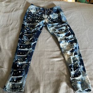 Angel Brinks Crystal Clear Embellished Ripped Jeans